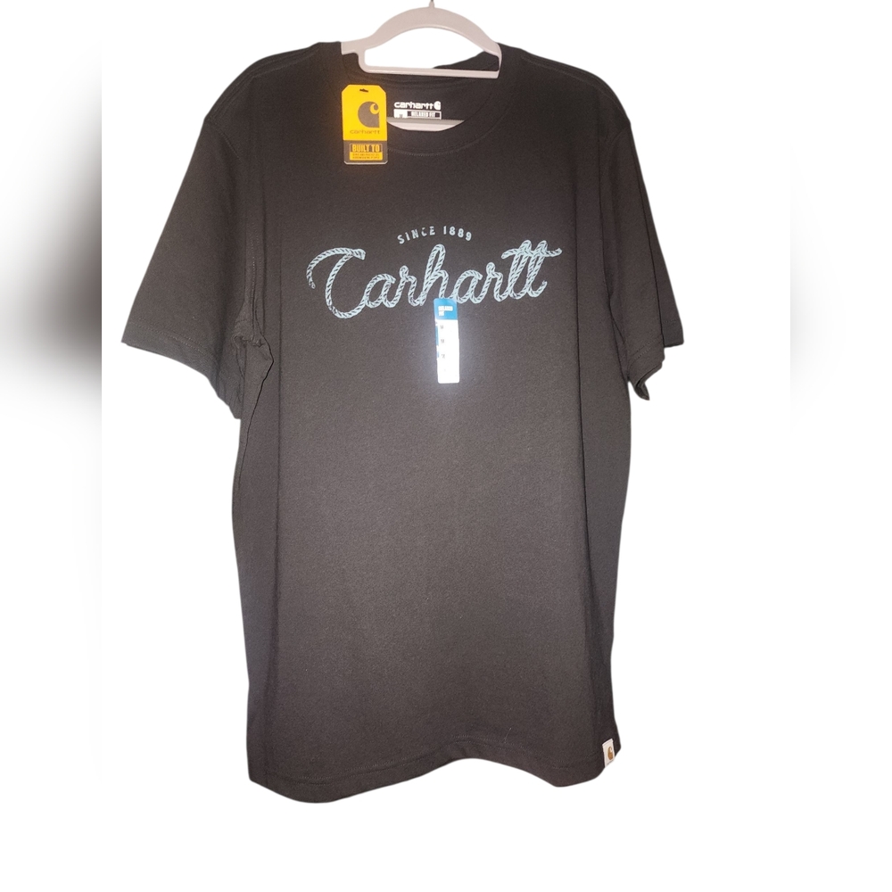Carhartt Men's Black Tee With Blue Graphic Relaxed Fit NWT